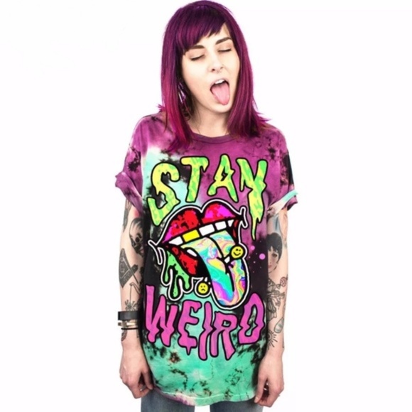 Tops - "Stay Weird" Tye-Dye Tee Shirt